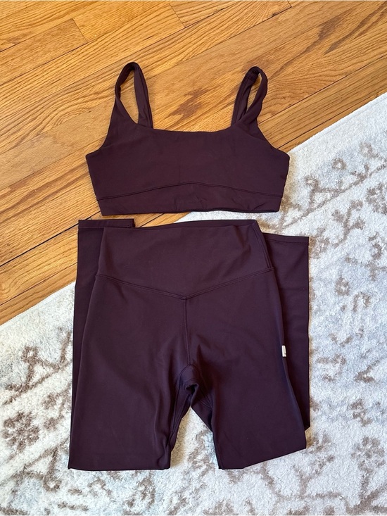 Vuori Pants - Vuori Set Two Piece AllTheForm Sports Bra Leggings Maroon Yoga Workout